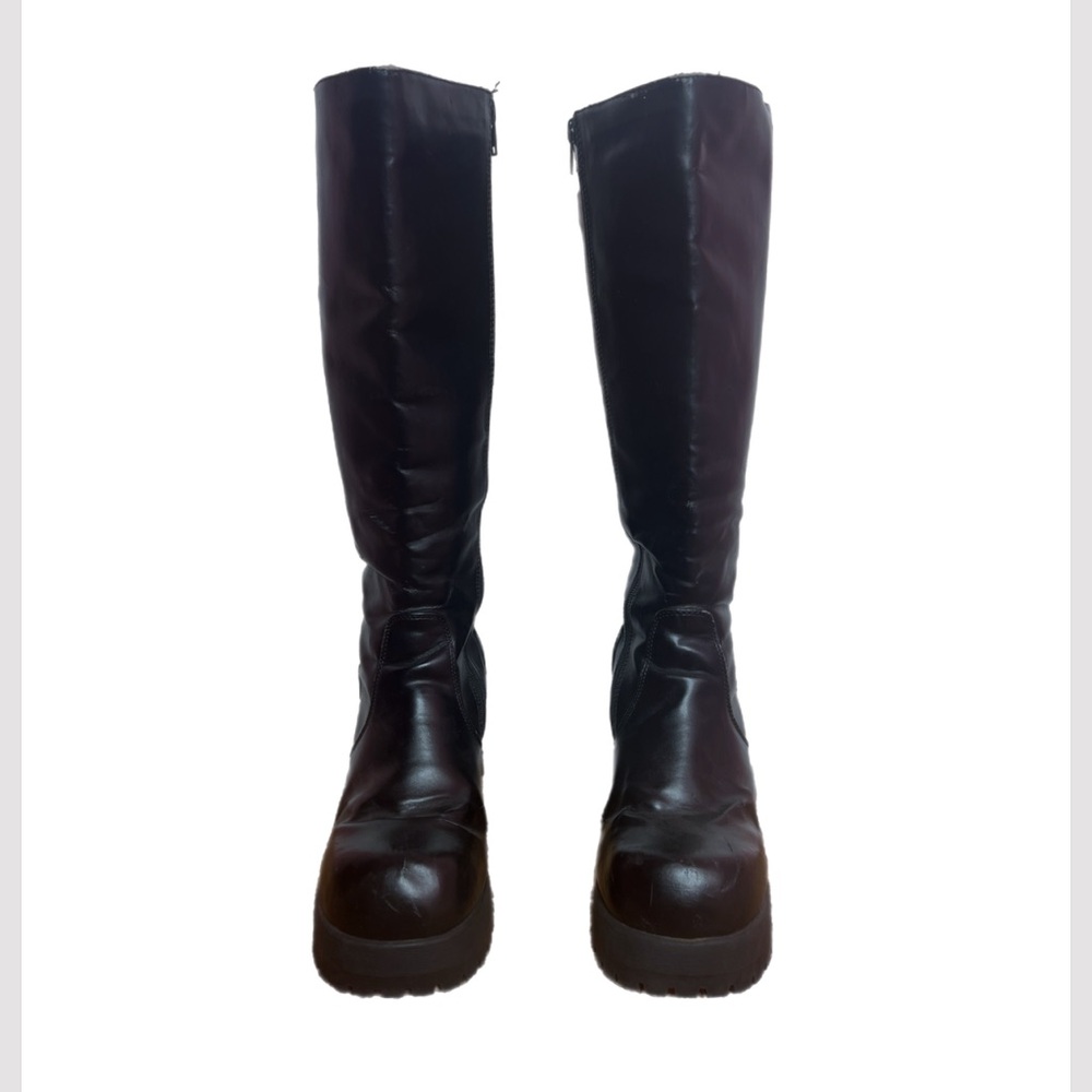 Lee Vintage Black platform Leather Boots - Picture 2 of 8